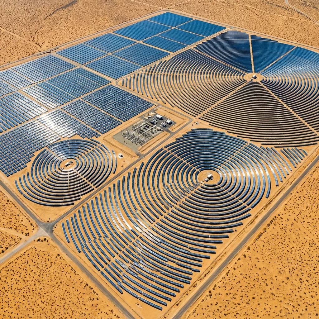 Aerial view of solar power plant